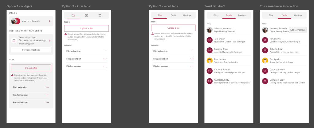 A set of design iterations for the side panel with a couple more feature enhancements.
